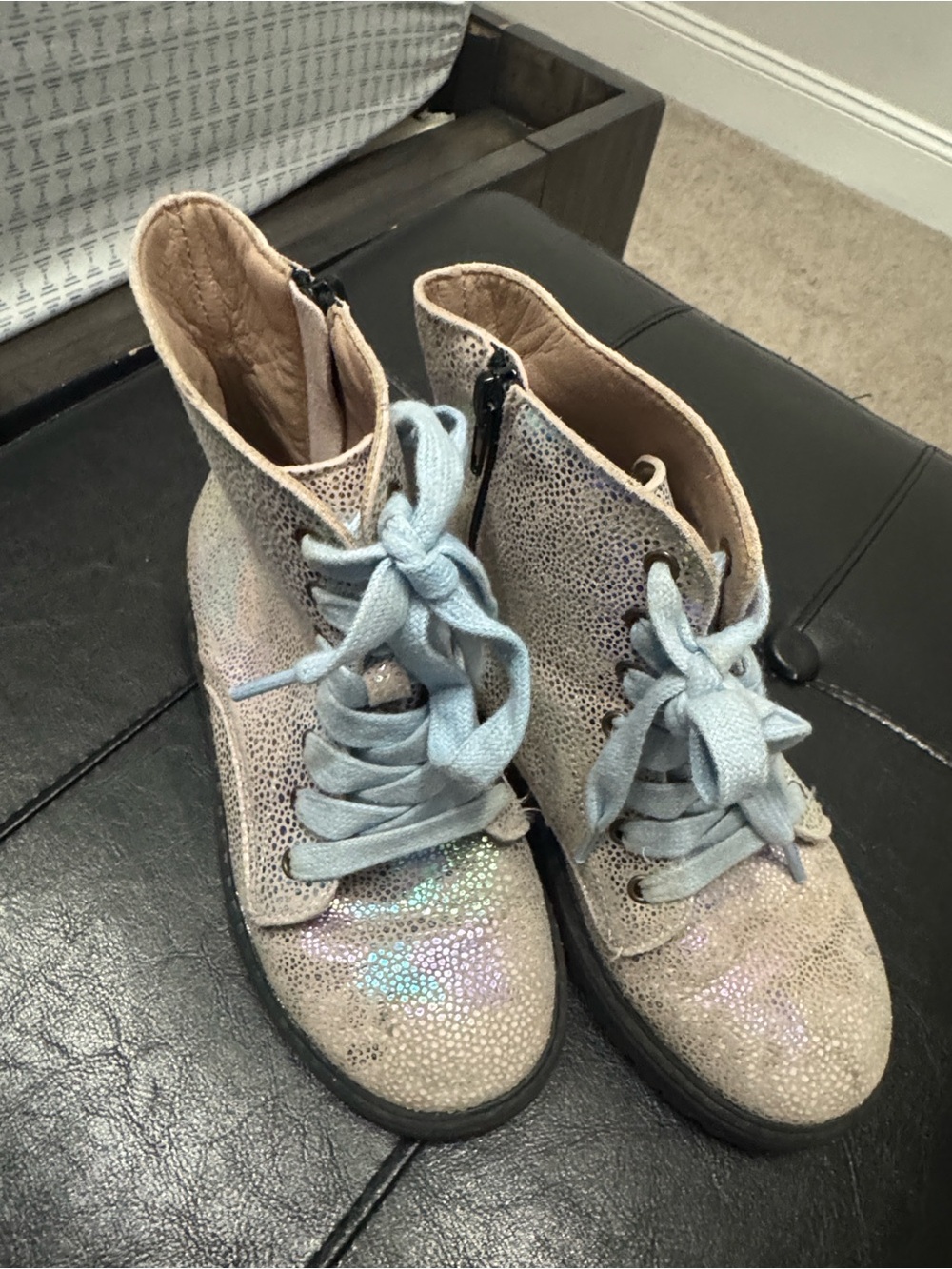 Lola and the boys Iridescent Lace-Up Boots- Well loved
